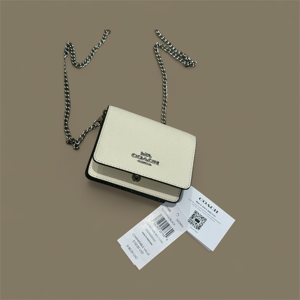 Coach Cream and Black ID Crossbody Wallet